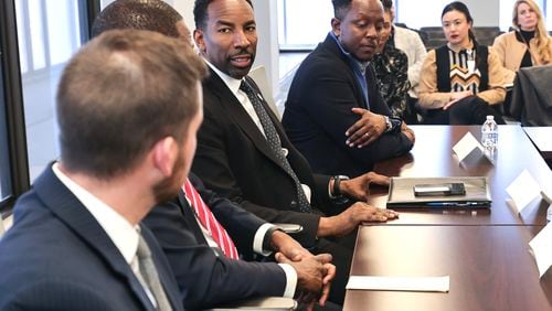 Atlanta Mayor Andre Dickens speaks during a roundtable discussion about affordable housing in December 2023 (Natrice Miller/ Natrice.miller@ajc.com)