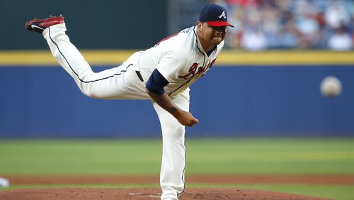 ATLANTA, GA - SEPTEMBER 12: Williams Perez #61 of the Atlanta Braves delivers in the game against the New York Mets during the first inning on September 12, 2015 at Turner Field in Atlanta, Georgia. (Photo by Todd Kirkland/Getty Images)