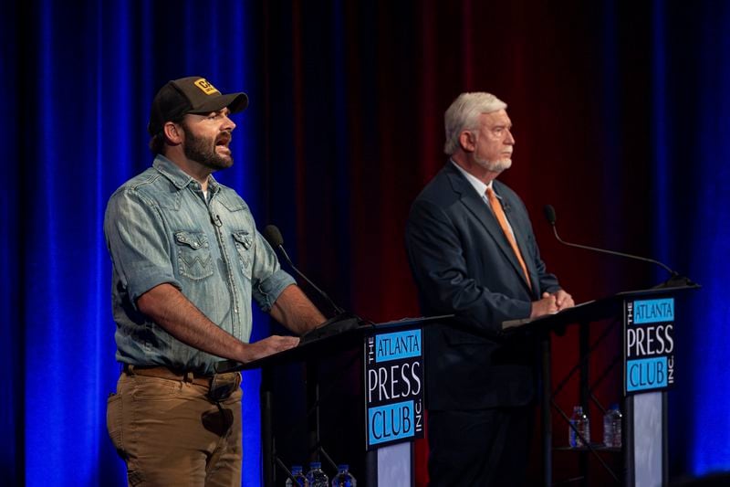 Republican candidates Chuck Hand (left) and Wayne Johnson (right) participated in a debate sponsored by the Atlanta Press Club earlier this month. Hand walked out during the debate.