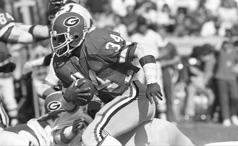 Georgia tailback Herschel Walker piled up yards for the Bulldogs (AJC file photo)
