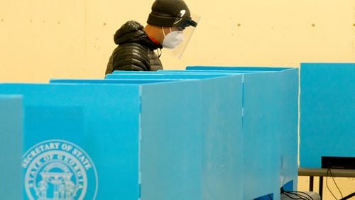 A voters casts his ballots at the Coan Park Recreation Center on election day Nov. 3, 2020. PHIL SKINNER FOR THE ATANTA JOURNAL-CONSTITUTION