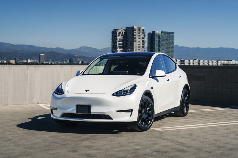 This photo provided by Edmunds shows the 2023 Tesla Model Y. The Y's popularity has resulted in plenty of used models to choose from. (Courtesy of Edmunds via AP)