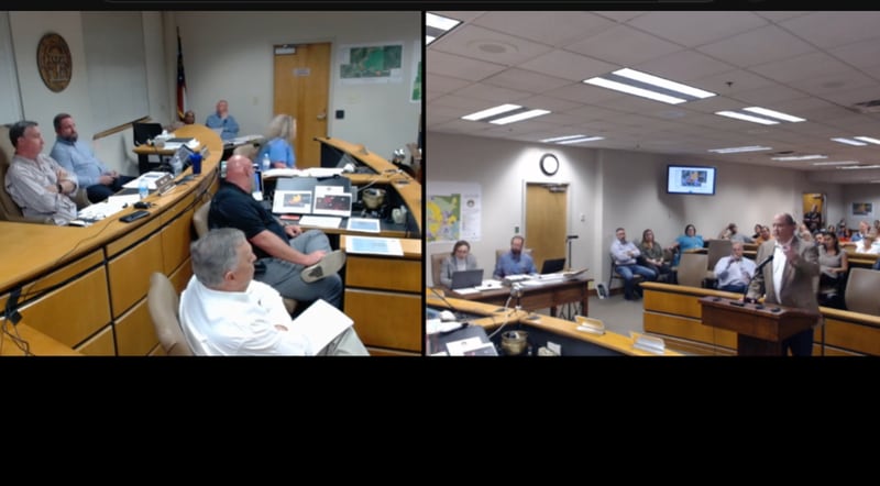 This is a screenshot of live stream for Bartow County Planning Commission's March 27 meeting.