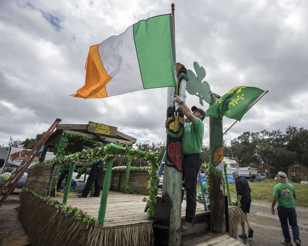 Crab Shack builds a float for the Savannah Patrick's Day Parade.