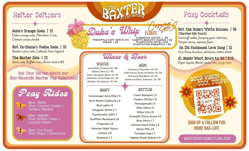 The Baxter menu