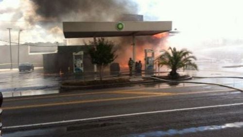 A gas pump exploded Tuesday in Savannah. (Credit: Savannah Morning News)
