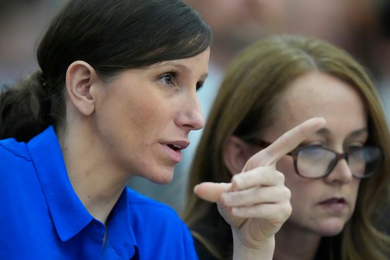 Kouri Richins, a Utah mother of three who wrote a children's book about coping with grief after her husband's death and was later accused of fatally poisoning him, looks on during a court hearing Tuesday, Aug. 27, 2024, in Park City, Utah. (AP Photo/Rick Bowmer, Pool)