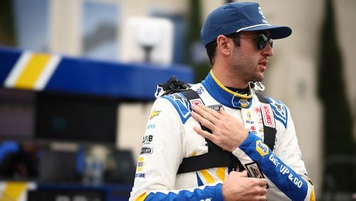 Chase Elliott, driver of the #9 NAPA Auto Parts Chevrolet, prepares to practice for the NASCAR Cup Series Busch Light Clash at The Coliseum at Los Angeles Memorial Coliseum on Feb. 3, 2024, in Los Angeles. (Jared C. Tilton/Getty Images/TNS)