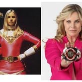 Catherine Sutherland when she was a Power Ranger in the mid-1990s and today. COURTESY