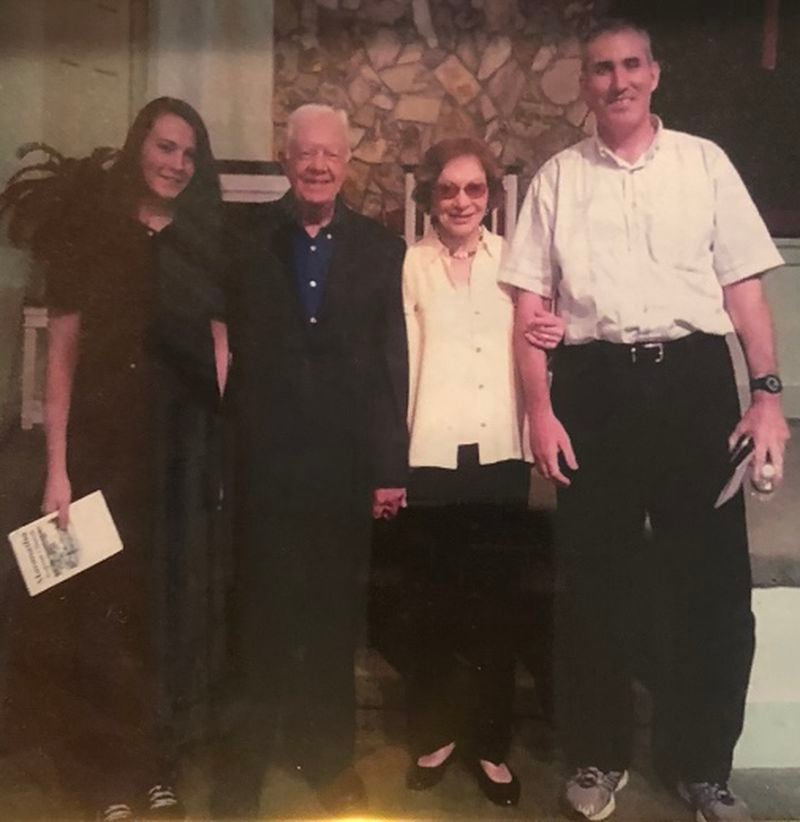 Author James P. HIlton and his daughter Elizabeth with Jimmy and Rosalynn Carter in 2014.