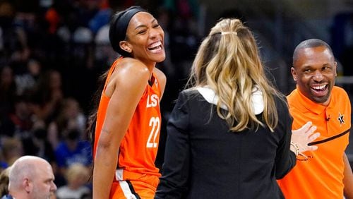 A'ja Wilson (left) finished 16 of 23 from the field and 20 of 21 at the free-throw line. AP file photo