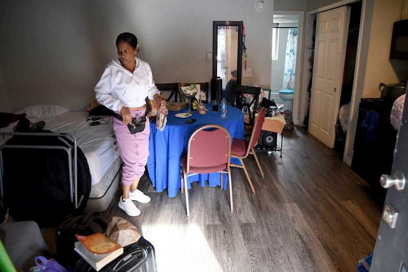 Sofia Roca packs up to leave Aurora, Colorado, on March 29, 2024. Her roommates were headed to eviction court the next week and she didn’t know where she would go if they lost the apartment. (AP Photo/Thomas Peipert)