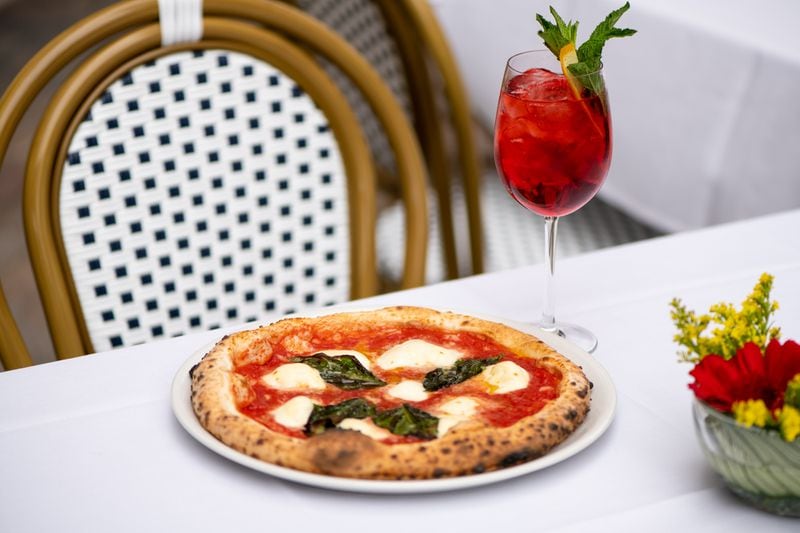 Amalfi Margherita D.O.P. Pizza with hand-crushed San Marzano tomato sauce, fresh fior di latte mozzarella, pecorino Romano, and fresh basil. (Mia Yakel for The Atlanta Journal-Constitution)