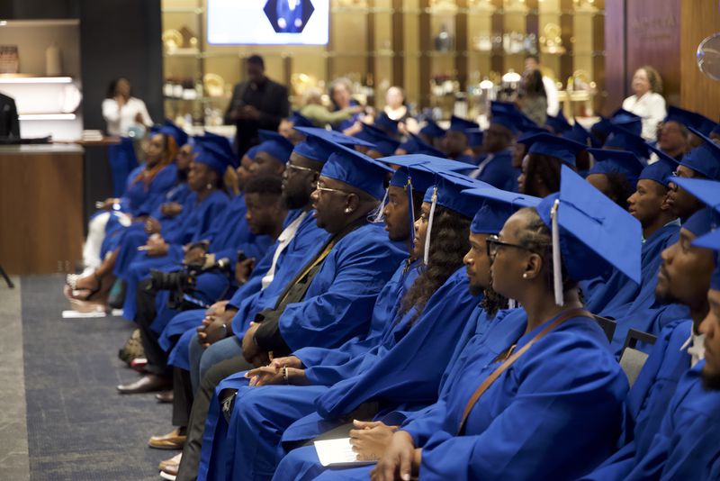 A ceremony for 370 graduates was held at Truist Park Delta Sky Club with Atlanta Mayor Andre Dickens as a guest speaker and Rodney Bullard, CEO of The Same House, delivering the keynote address. Courtesy Goodwill North Georgia