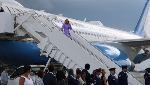 First Lady Jill Biden arrived in Atlanta around 4:30 p.m.