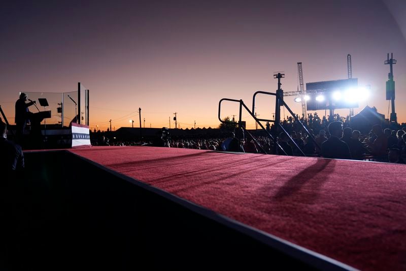 Republican presidential nominee former President Donald Trump speaks at a campaign event at the Butler Farm Show, Saturday, Oct. 5, 2024, in Butler, Pa. (AP Photo/Alex Brandon)