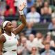 Coco Gauff of the United States waves after defeating Anca Todoni of Romania in their match on day three at the Wimbledon tennis championships in London, Wednesday, July 3, 2024. (AP Photo/Mosa'ab Elshamy)