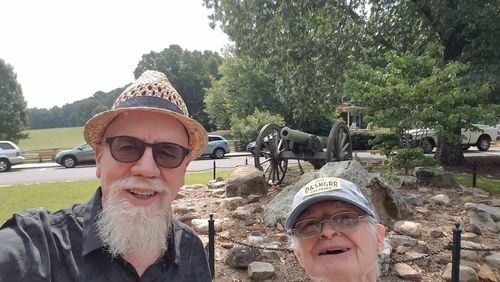 Russell Spornberger (left) and Bill Jackson enjoy a day at Kennesaw Mountain on Jackson's 85th birthday in 2019. The two friends shared a love of history and took many daytrips around Atlanta, visiting parks, museums and historical sites. Courtesy of Russell Spornberger.