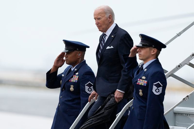 President Joe Biden arrives at John F. Kennedy International Airport in New York, Monday, Sept. 23, 2024, to attend the 79th session of the United Nations General Assembly. (AP Photo/Manuel Balce Ceneta)