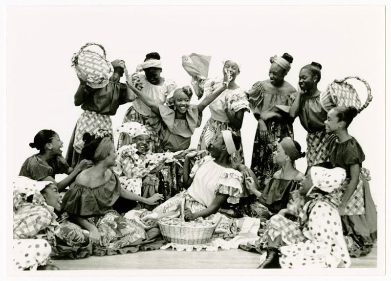 Students from an African dance class at Spelman College's Children Dance Theater.