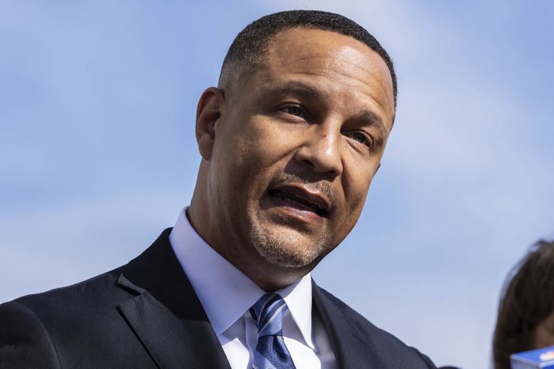 U.S. Attorney for the Eastern District of New York Breon Peace speaks to the media outside the federal courthouse in Central Islip, N.Y. on, Monday, Aug., 19, 2024. (AP Photo/Stefan Jeremiah)