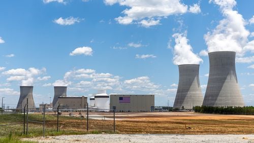 Cooling towers for all four units at Plant Vogtle, operated by Georgia Power Co., in east Georgia's Burke County near Waynesboro, on May 29. (Arvin Temkar/The Atlanta Journal-Constitution)