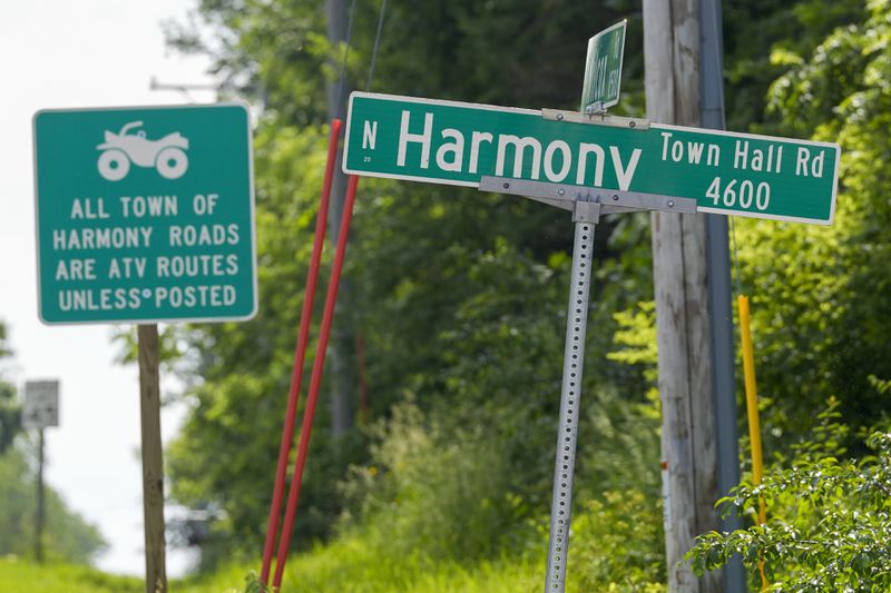 A street sign is seen Monday, June 3, 2024, in Harmony, Wis. (AP Photo/Morry Gash)
