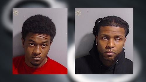 Jawuan Gaston (left) and Tevin Smith were arrested more than three weeks after they were involved in a suspected armed robbery that resulted in the death of their alleged accomplice, Atlanta police said.