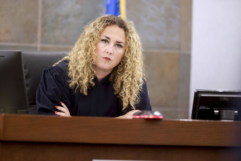 Clark County District Court Judge Carli Kierny presides during at the Regional Justice Center in Las Vegas, Tuesday, June 25, 2024. (K.M. Cannon/Las Vegas Review-Journal via AP, Pool)