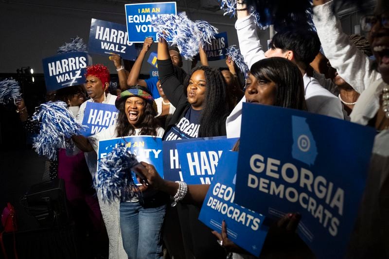 Supporters of Vice President Kamala Harris turned out for a watch party at The Gathering Spot in Atlanta on Thursday.