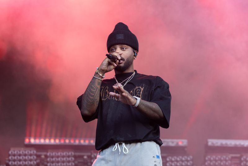 Bryson Tiller performs at ONE Musicfest in Atlanta on Saturday, October 28, 2023. (Arvin Temkar / arvin.temkar@ajc.com)