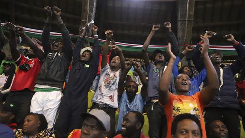 Members of the public react during a public forum for an impeachment motion against Kenya's deputy president Rigathi Gachagua, at Bomas of Kenya, in Nairobi, Friday, Oct. 4, 2024. (AP Photo/Brian Inganga)