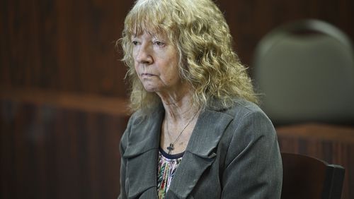 Marshella Chidester sits in the courtroom during a break in her two-day preliminary exam, Thursday, June 27, 2024, in Monroe, Mich. Chidester is charged with murder for allegedly driving drunk into Swan Boat Club, killing two children and injuring several people.(Clarence Tabb, Jr./Detroit News via AP)
