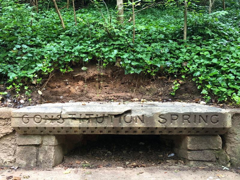 At one time, there were several springs that ran underground and filled creeks throughout Grant Park. Today just two or possibly three are left. Constitution Spring, which is believed by some to still flow underground, is located near Atlanta Zoo's parking lot.
