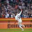 Detroit Tigers' Kerry Carpenter celebrates his grand slam against the Chicago White Sox in the fifth inning of a baseball game, Sunday, Sept. 29, 2024, in Detroit. (AP Photo/Paul Sancya)