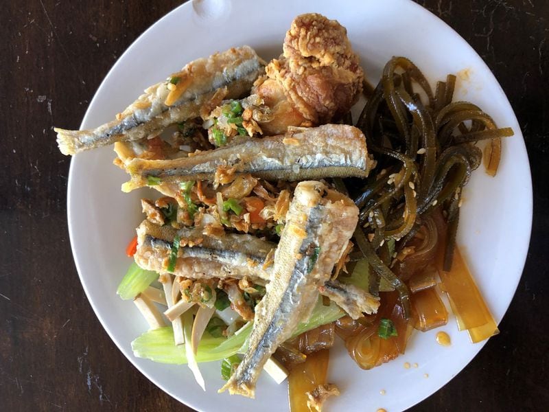 Taiwanese-style salt and pepper fish (shown here with other items) was a standout dish at La Mei Zi’s brunch buffet in Doraville on a recent Saturday. CONTRIBUTED BY WENDELL BROCK