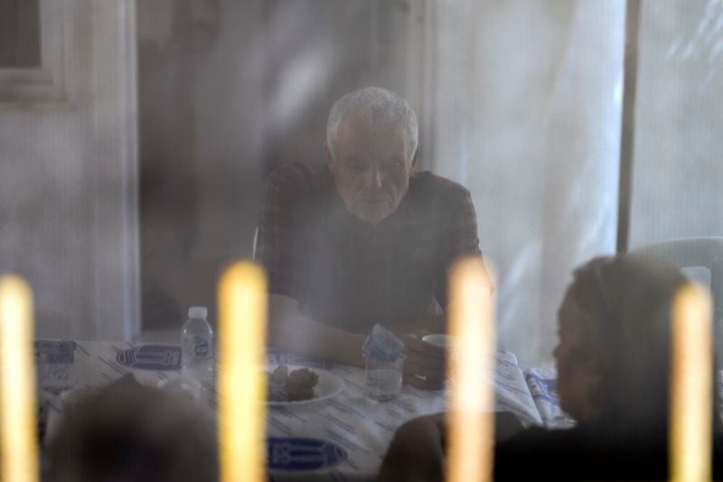 Mehmet, the father of Aysenur Ezgi Eygi, the 26 year-old Turkish-American activist killed by the Israeli military, sits outside the family house in City of Didim, Turkey, Thursday, Sept. 12, 2024. (AP Photo/Khalil Hamra)