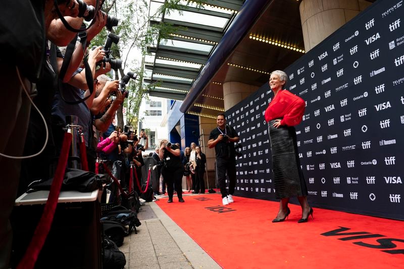 Jamie Lee Curtis stands on the red carpet for the premiere of "The Last Showgirl" at the Princess of Wales Theatre, during the Toronto International Film Festival, in Toronto, Friday Sept. 6, 2024. (Paige Taylor White/The Canadian Press via AP)