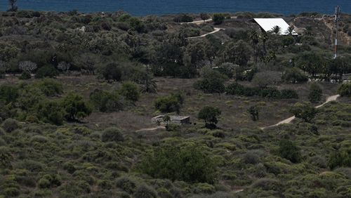 The site of the Palestinian village of Al-Jura, where the parents of Hamas top leader Ismail Haniyeh lived before they fled to the Gaza Strip during the 1948 Arab-Israeli war, seen on the outskirts of Ashkelon, southern Israel, Wednesday, July 31, 2024. Haniyeh was killed by a predawn airstrike in the Iranian capital Wednesday. (AP Photo/Tsafrir Abayov)