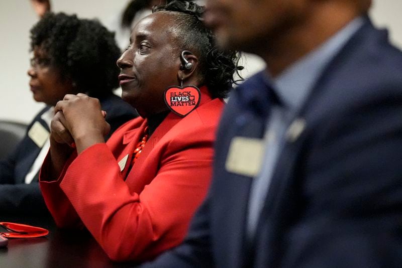 Georgia Rep. Sandra Scott looks on at the state Capitol, Thursday, Sept. 19, 2024, in Atlanta. (AP Photo/Mike Stewart)