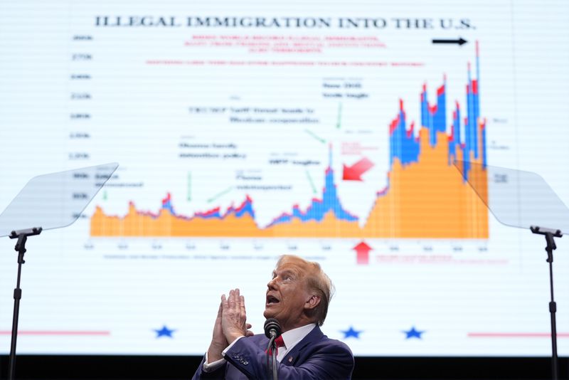 FILE - Republican presidential nominee former President Donald Trump speaks at the Johnny Mercer Theatre Civic Center, Sept. 24, 2024, in Savannah, Ga. (AP Photo/Evan Vucci, File)