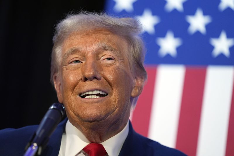 Republican presidential nominee former President Donald Trump speaks to the National Fraternal Order of Police fall meeting, Friday, Sept. 6, 2024, in Charlotte, N.C. (AP Photo/Evan Vucci)