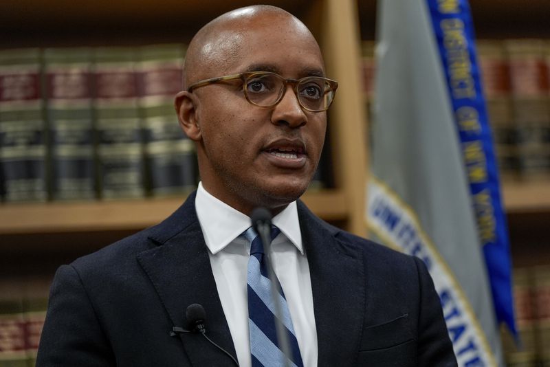 U.S. Attorney Damian Williams, speaks at a news conference detailing an indictment against New York City Mayor Eric Adams, Thursday, Sept. 26, 2024, in New York. (AP Photo/Julia Demaree Nikhinson)