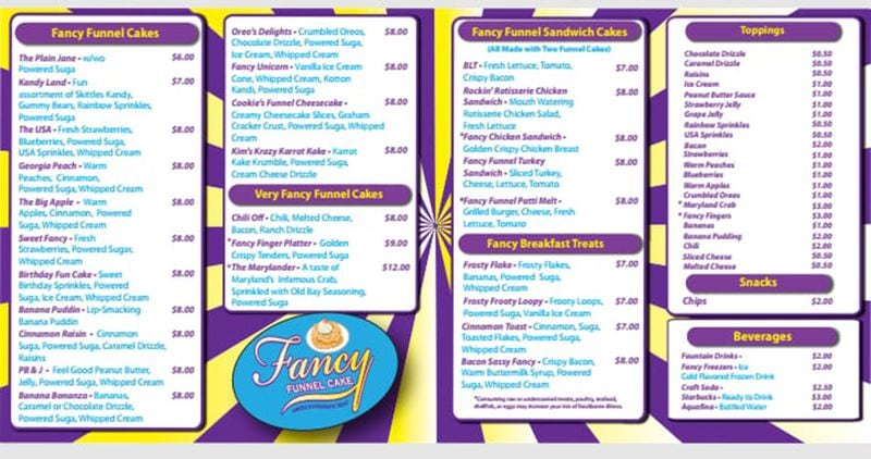 Fancy Funnel Cake menu