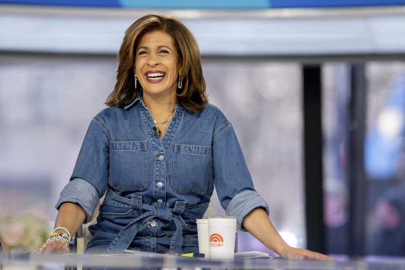 This image released by NBC shows Hoda Kotb on the set of the "Today" show in New York on Feb. 29, 2024. (Nathan Congleton/NBC via AP)