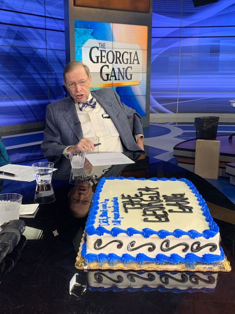 Dick Williams with his going-away cake Friday, March 8, 2019.