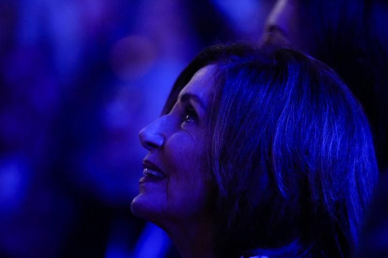 Rep. Nancy Pelosi, D-Calif., watches during the Democratic National Convention Tuesday, Aug. 20, 2024, in Chicago. (AP Photo/Erin Hooley)