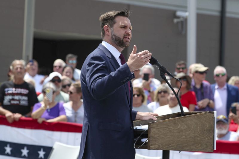 U.S. Sen. JD Vance of Ohio, the Republican vice presidential nominee, speaks at a rally in Valdosta on Thursday.