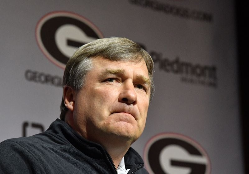 University of Georgia football coach Kirby Smart speaks Tuesday, March 14, 2023, in his first press conference since the accident that killed UGA offensive lineman Devin Willock and recruiting specialist Chandler LeCroy on Jan. 15, 2023. (Hyosub Shin / Hyosub.Shin@ajc.com)