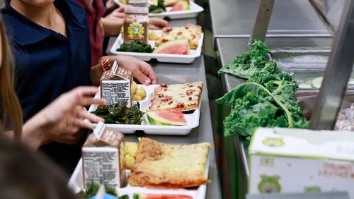 Atlanta Public Schools students at lunch. (Natrice Miller/The Atlanta Journal-Constitution)